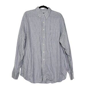 Brooks Brothers Blue and White Check Dress Shirt Egyptian Cotton Size XL/L